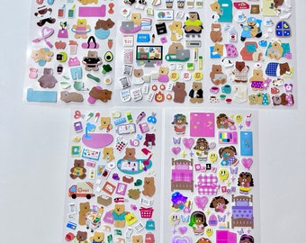 5 Teddy Bears Daily Life Stickers Assorted lot