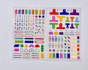 2 Paper Clips Binder Clips Stickers Assorted lot Color