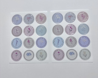 2 Circle Flower Seal Stickers