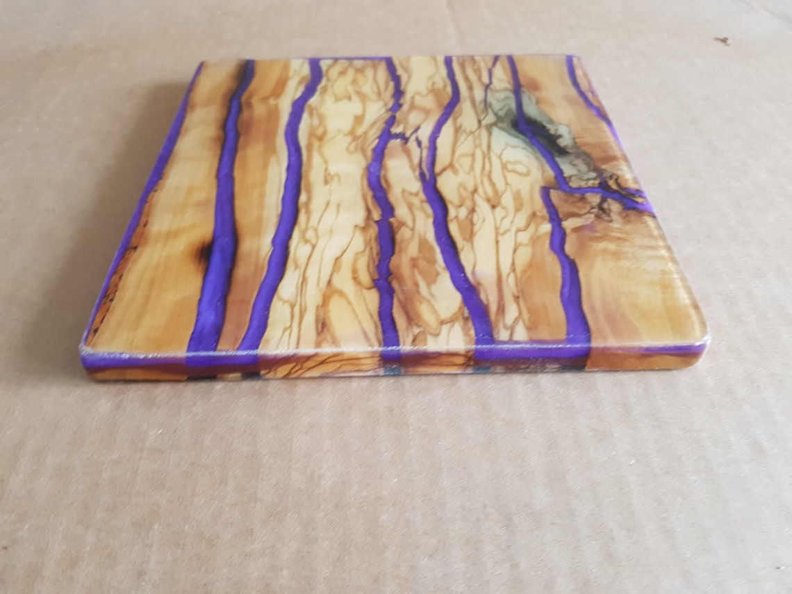 Wood and Resin Trivet Epoxy and Wood Trivet with Color Etsy