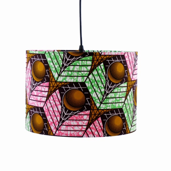 Geometric Lampshade, Wax Print Lamp Shade, Lampshade for table lamps, Lampshade for ceiling light