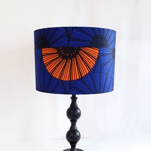 Wax Print Lamp Shade, Blue-Orange Lampshade, Pendant Lampshade, Orange Slice Lampshade image 4