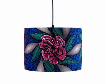 Lampshade Table Lamp, African Wax Lampshade, Pink Floral Lampshade, Blue African Print Lampshade