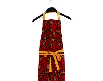 Kitchen apron, Apron, African print apron, Red apron, Cotton apron