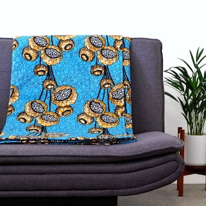 African Print Comforter, Winter cover blanket, African print blanket, Sofa throw, Blue cozy blanket image 1