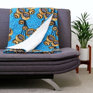 African Print Comforter, Winter cover blanket, African print blanket, Sofa throw, Blue cozy blanket image 2