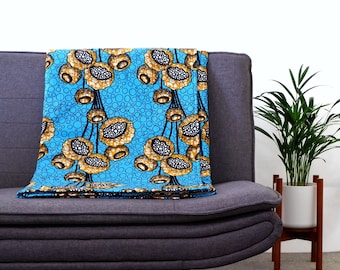 African Print Comforter, Winter cover blanket, African print blanket, Sofa throw, Blue cozy blanket