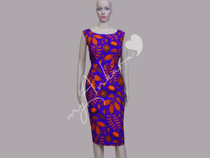 african print pencil dress