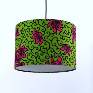Green Lampshade Table Lamp, African Print Lampshade, Pink Drum Lampshade, Lampshade Table Lamp