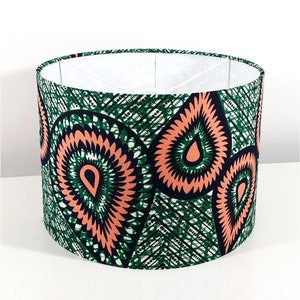 Drum Lampshade, African Wax Print Lampshade, Lampshade for Table Lamp, Ceiling Light, Yellow African Print Lampshade image 6