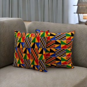 Kente Pillow Cover / African Throw Pillow Cover / Ankara Pillow Case / Cushion Pillow Cover image 1