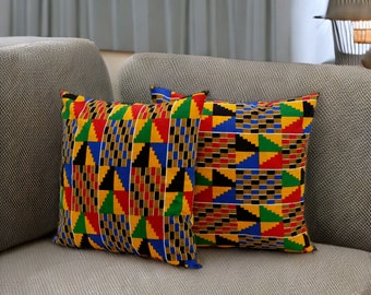 Kente Pillow Cover / African Throw Pillow Cover / Ankara Pillow Case / Cushion Pillow Cover