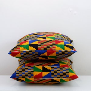 Kente Pillow Cover / African Throw Pillow Cover / Ankara Pillow Case / Cushion Pillow Cover image 3