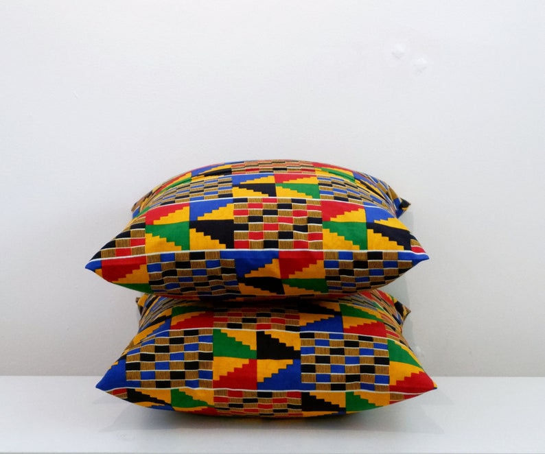 Kente Pillow Cover / African Throw Pillow Cover / Ankara Pillow Case / Cushion Pillow Cover image 3