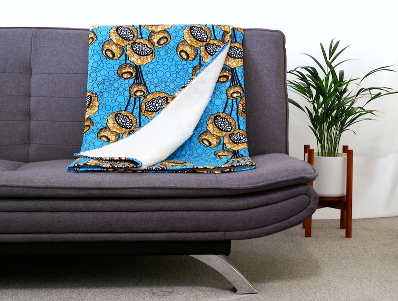 African Print Comforter, Winter cover blanket, African print blanket, Sofa throw, Blue cozy blanket image 2