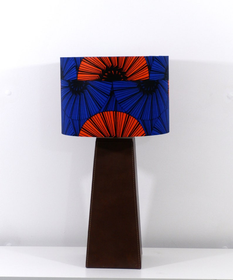 Wax Print Lamp Shade, Blue-Orange Lampshade, Pendant Lampshade, Orange Slice Lampshade image 2