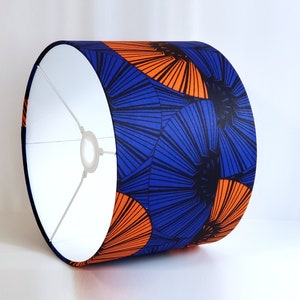 Wax Print Lamp Shade, Blue-Orange Lampshade, Pendant Lampshade, Orange Slice Lampshade image 3