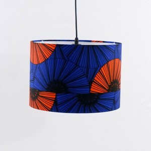 Wax Print Lamp Shade, Blue-Orange Lampshade, Pendant Lampshade, Orange Slice Lampshade image 6