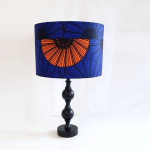 Wax Print Lamp Shade, Blue-Orange Lampshade, Pendant Lampshade, Orange Slice Lampshade image 5