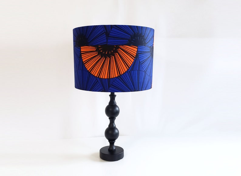 Wax Print Lamp Shade, Blue-Orange Lampshade, Pendant Lampshade, Orange Slice Lampshade image 5