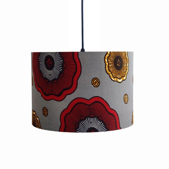 Wax Print Drum Lampshade, African Home Decor