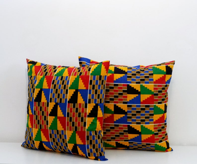 Kente Pillow Cover / African Throw Pillow Cover / Ankara Pillow Case / Cushion Pillow Cover image 4