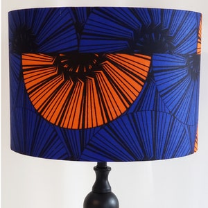 Wax Print Lamp Shade, Blue-Orange Lampshade, Pendant Lampshade, Orange Slice Lampshade image 7