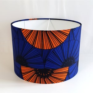 Wax Print Lamp Shade, Blue-Orange Lampshade, Pendant Lampshade, Orange Slice Lampshade image 8