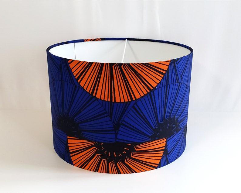 Wax Print Lamp Shade, Blue-Orange Lampshade, Pendant Lampshade, Orange Slice Lampshade image 8