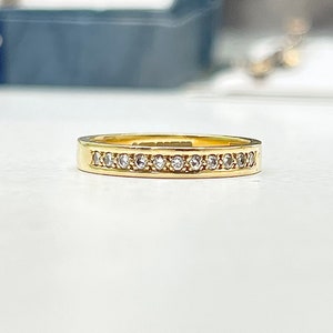 Solid 18ct Gold Diamond Round Brilliant Cut Channel Set Sparkling Wedding Band Ring sku1082