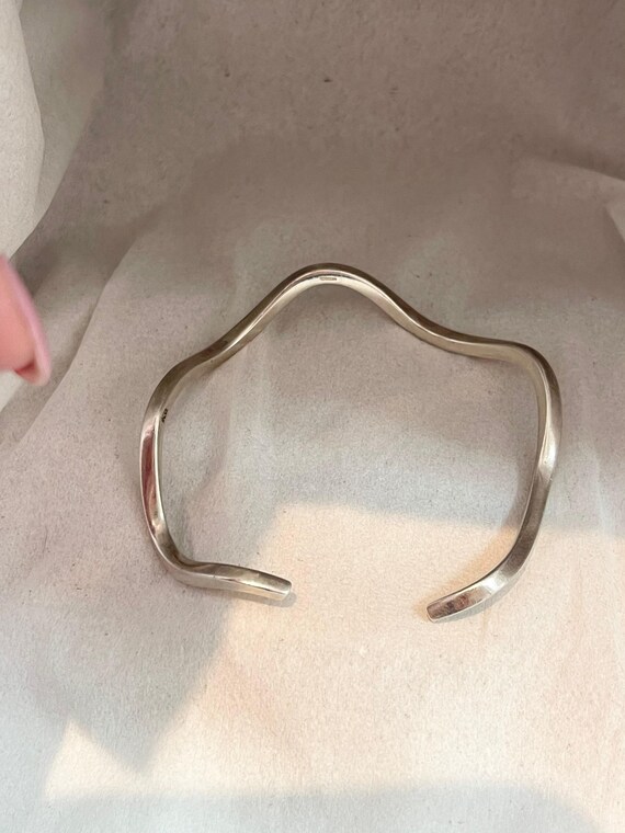 Solid Sterling Silver Wave Bangle - image 6