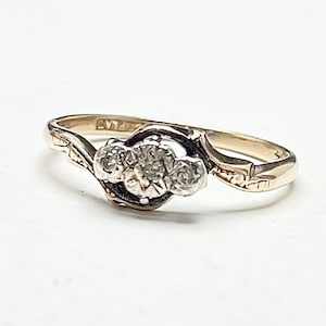 Antique Diamond Trilogy 9ct & Platinum Ring sku1178