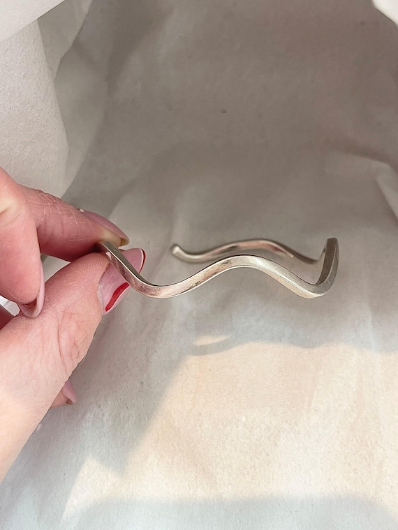 Solid Sterling Silver Wave Bangle - image 3