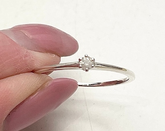 Diamond Solitaire Stacking Ring Crafted In Sterling Silver