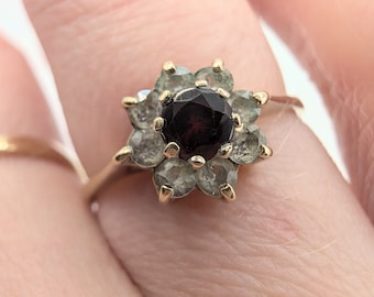 Vintage 9ct Gold Granat Cluster Ring sku1594