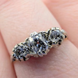 Art Deco 18ct Gold & Platinum Old Mine Cut Diamond Trinity Ring Sku1658