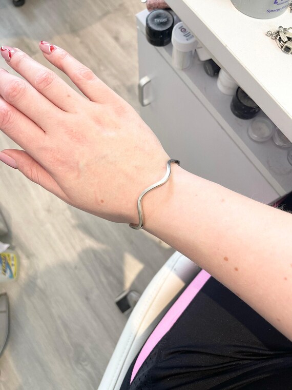 Solid Sterling Silver Wave Bangle - image 9