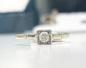 18 Karat 18 Karat Weißgold Diamant Solitär Rundschliff Sku1103