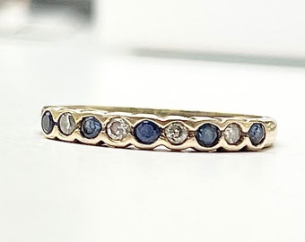 ティアラ　ゴールド⑤ Solid 9ct Yellow Gold Sapphire & Zirconia Half Eternity Ring