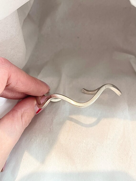 Solid Sterling Silver Wave Bangle - image 8