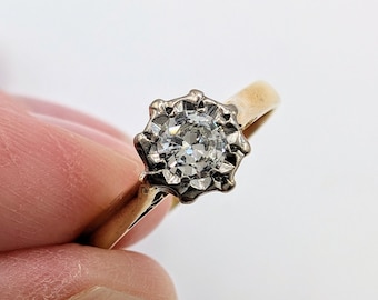 18ct Gold Diamond Illusion Set Vintage Ring sku1463