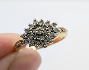 18ct Yellow Gold Vintage Diamond Cluster Ring Sku2054