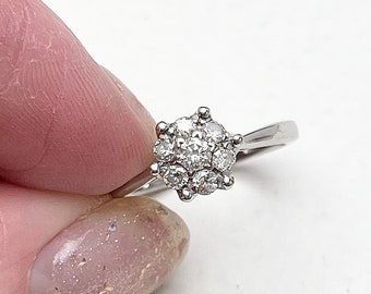 Round Brilliant Cut Diamond Cluster Ring Crafted in 9ct White Gold sku1070