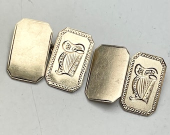 9ct Gold Irish Harp Cuff Links Made In O’Connors Dublin