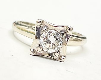 18 Karat Weißgold Diamant Solitär Ring