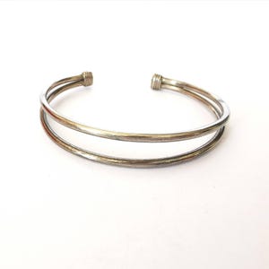 Solid Sterling Silver Double Row Double Band Bracelet Bangle