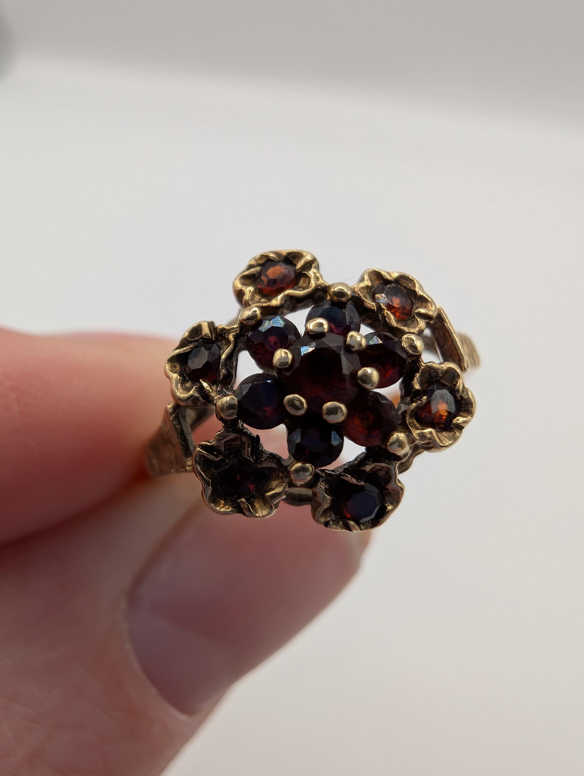 9ct イエローゴールド ガーネット クラスター リング Sku1899 - Etsy 日本