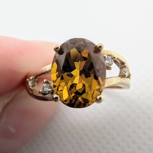 14k Gold Citrine Solitaire Vintage Ring sku1571