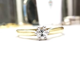 18ct 18k Solid Gold Vintage Diamond Solitaire Ring