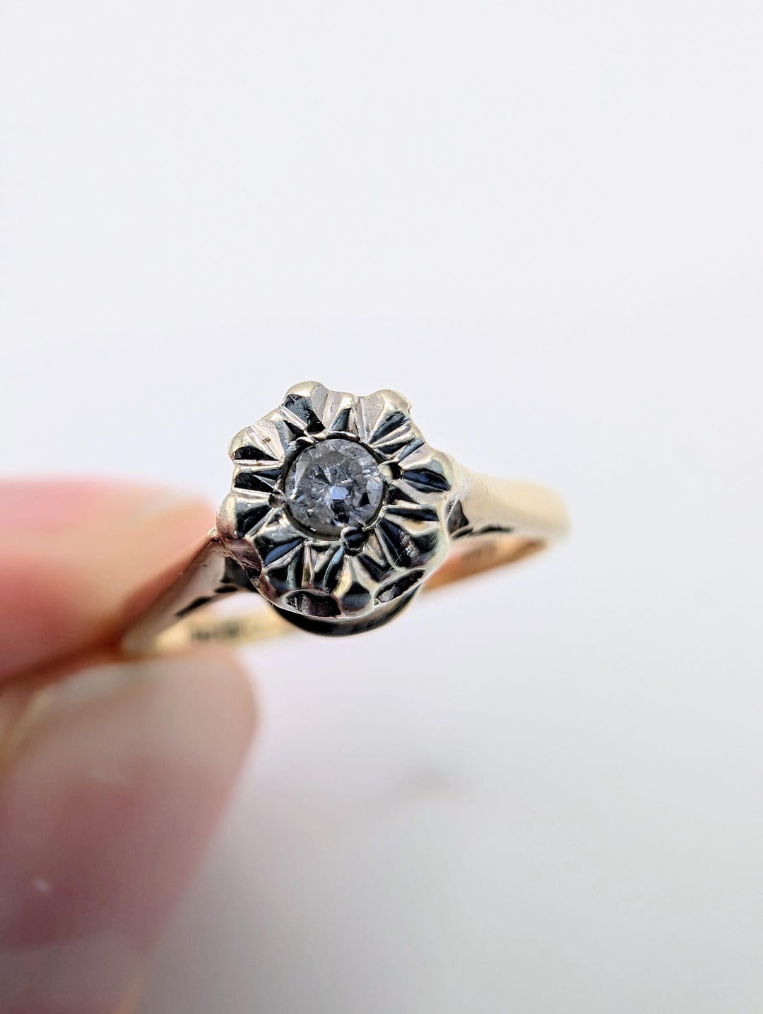 9ct Gold Vintage High Set Diamond Solitaire Ring Sku1664 - Etsy
